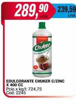 Maxiconsumo Edulcorante chuker c zinc oferta