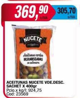 Maxiconsumo Aceitunas nucete vde. desc. sachet oferta