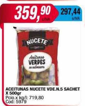 Maxiconsumo Aceitunas nucete vde.n.5 sachet oferta