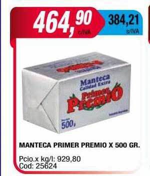 Maxiconsumo Manteca primer premio oferta