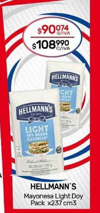 Nini Mayorista Hellmann's mayonesa light doy pack oferta