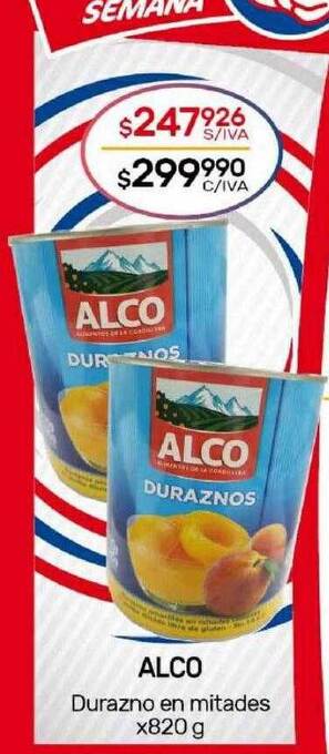 Alco durazno en mitades