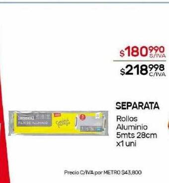 Nini Mayorista Separata rollos aluminio 5mts 28cm oferta