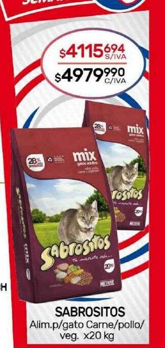 Nini Mayorista Sabrositos alim p gato carne pollo veg oferta