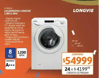 Cetrogar Lavarropas Longvie L18012 8kg oferta