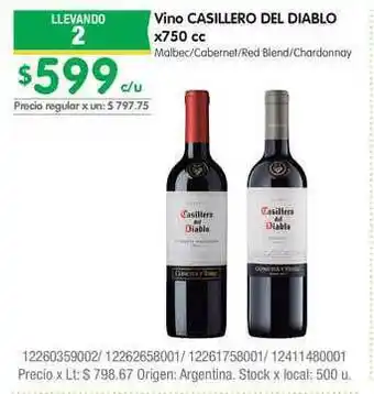 Jumbo Vino Casillero Del Diablo x 750cc oferta