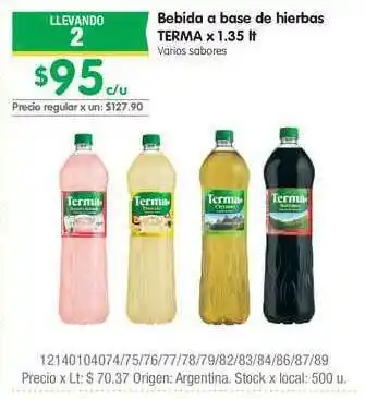 Jumbo Bebida A Base De Hierbas Terma x 1.35lt oferta