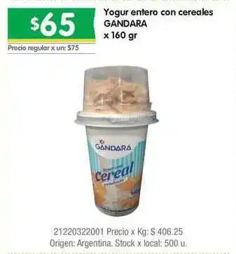 Jumbo Yogur Entero Con Cereales Gandara x 160gr oferta