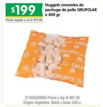 Jumbo Nuggets Crocantes De Pechuga De Pollo Grupolar x 400gr oferta
