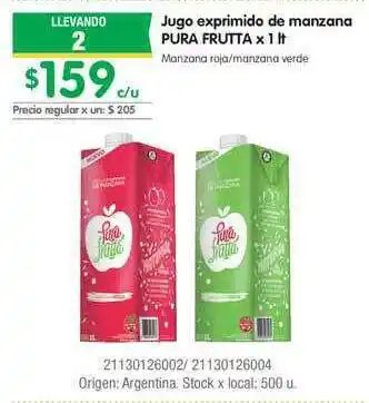 Jumbo Jugo Exprimido De Manzana Pura Frutta x 1lt oferta