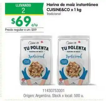 Jumbo Harina De Maíz Instantánea Cuisine&co x 1kg oferta