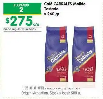 Jumbo Café Cabrales Molido Tostado x 260gr oferta