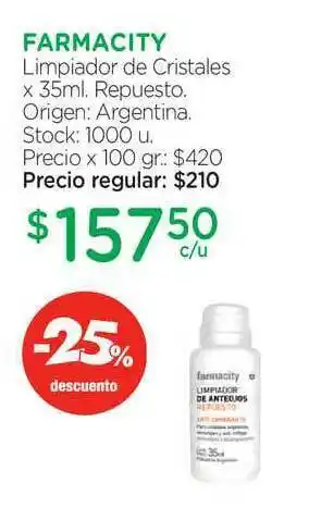 Farmacity Farmactiy Limpiador De Cristales X 35ml. Repuesto oferta