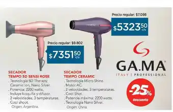 Farmacity Secador Tempo 5d Sensi Rose Secador Tempo Ceramic Ga.ma -25% Descuento oferta