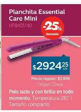 Farmacity Planchita Essential Care Mini oferta