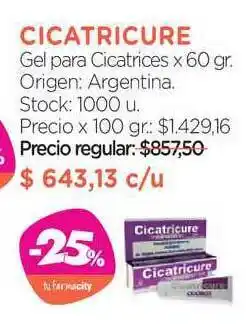 Farmacity Cicatricure Gel Para Cicatrices x 60gr oferta