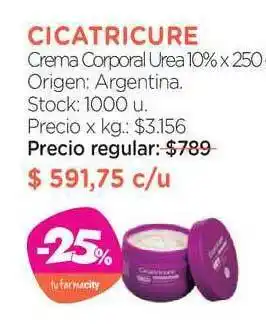 Farmacity Cicatricure Crema Corporal Urea 10% x 250 oferta
