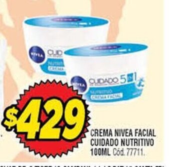 Supermercados Yaguar Crema Nivea Facial Cuidado Nutritivo 100ml oferta