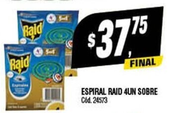 Supermercados Yaguar Espiral Raid 4Un Sobre oferta
