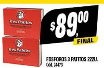 Supermercados Yaguar Fosforos 3 Patitos 222U oferta