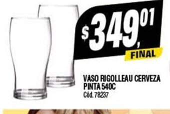 Supermercados Yaguar Vaso Rigolleau Cerveza Pinta 540c oferta