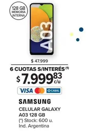 Celular Galaxy A03 128GB