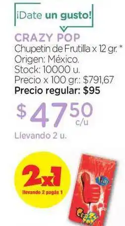 Farmacity Crazy Pop Chupetin De Frutilla x 12gr oferta