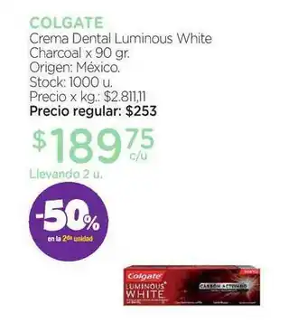 Farmacity Colgate Crema Dental Luminous White Charcoal oferta