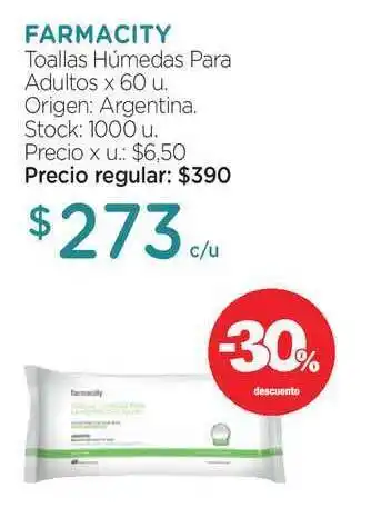 Farmacity Farmacity Toallas Húmedas Para Adultos x 60u oferta