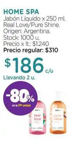 Farmacity Home Spa Jabón Liquido Real Love Pure Shine x 250ml oferta