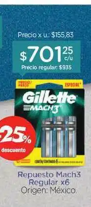 Farmacity Gillette Repuesto Mach 3 Regular oferta