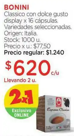 Farmacity Bonini Classico Con Dolce Gusto Display x 16 cápsulas oferta