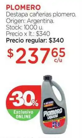 Farmacity Plomero Destapa Cañarias Plomero oferta