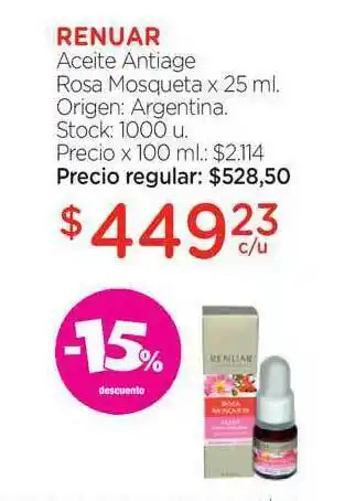 Renuar Aceite Antiage Rosa Mosqueta x 25ml