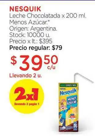 Farmacity Nesquik Leche Chocolatada Llevando x 200ml oferta