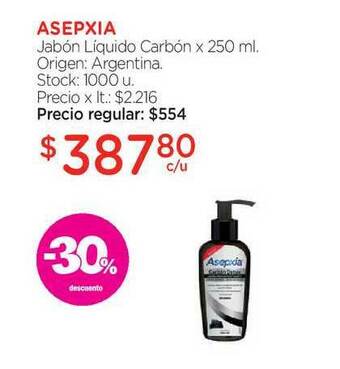 Farmacity Asepxia Jabón Líquido Carbón x 250ml oferta