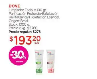 Farmacity Dove Limpador Facial x 100gr oferta