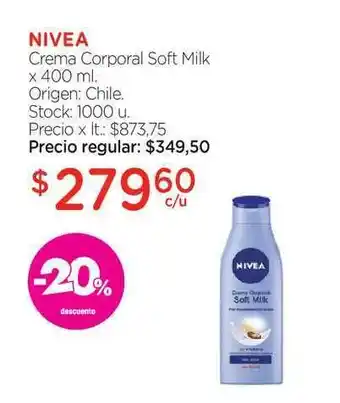 Farmacity Nivea Crema Corporal Soft Milk x 400ml oferta