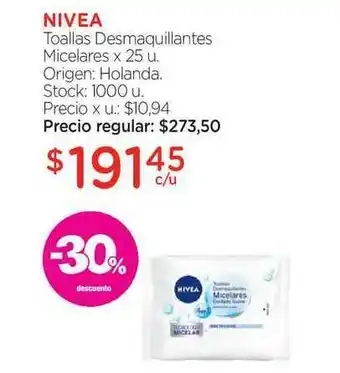 Farmacity Nivea Toallas Desmaquillantes x 25u oferta