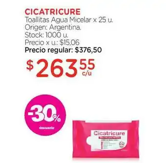 Farmacity Cicatricure Toallitas Agua Micelar x 25u oferta