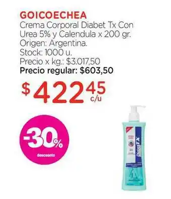 Farmacity Goicoechea Crema Corporal Diabet x 200gr oferta
