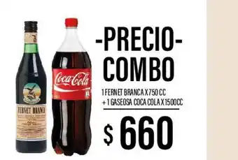 Supermercados Toledo 1 Fernet Branca + 1 Gaseosa Coca Cola x 1500cc oferta