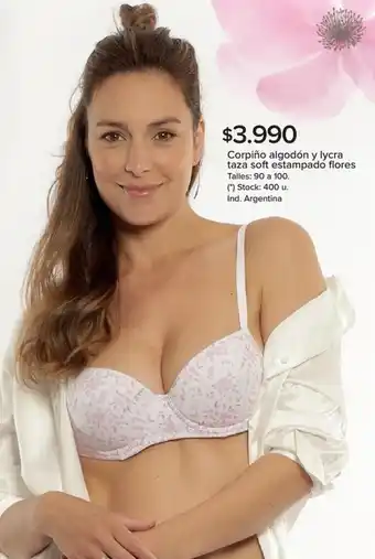 Carrefour Market Corpiño Algodón Y Lycra Taza Soft Estampado Flores oferta