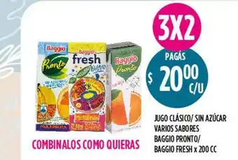 Supermercados Toledo Jugo Clásico Sin Azúcar Varios Sabores Baggio Pronto Baggio Fresh oferta