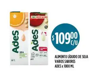 Supermercados Toledo Alimento Liquido De Soja Varios Sabores Ades x 1000ml oferta