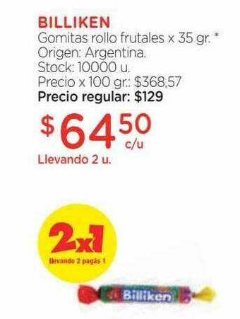 Farmacity Billiken gomitas rollo frutales oferta