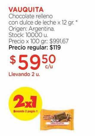 Farmacity Vauquita chocolate relleno con dulce de leche oferta