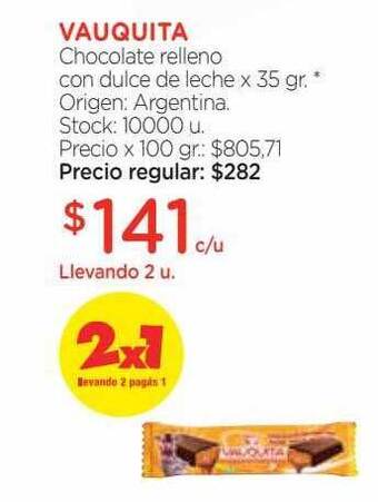 Farmacity Vauquita chocolate relleno con dulce de leche oferta