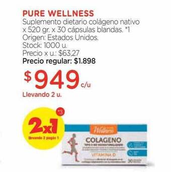 Farmacity Pure wellness suplemento dietario colágeno nativo oferta