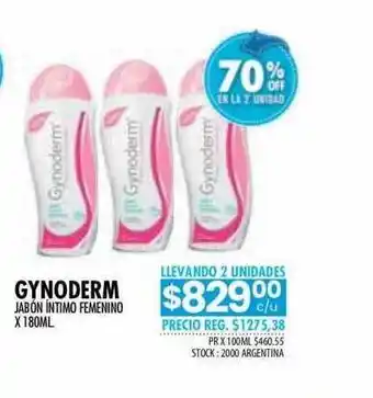 Pigmento Gynoderm jabón íntimo femenino 70% off en la 2a unidad oferta